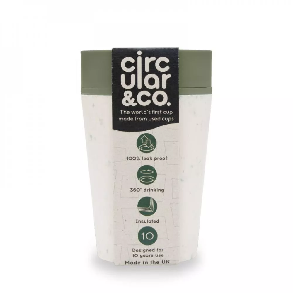 Circular Cup (227 ml) - krémová/zelená - z jednorázových papírových kelímků