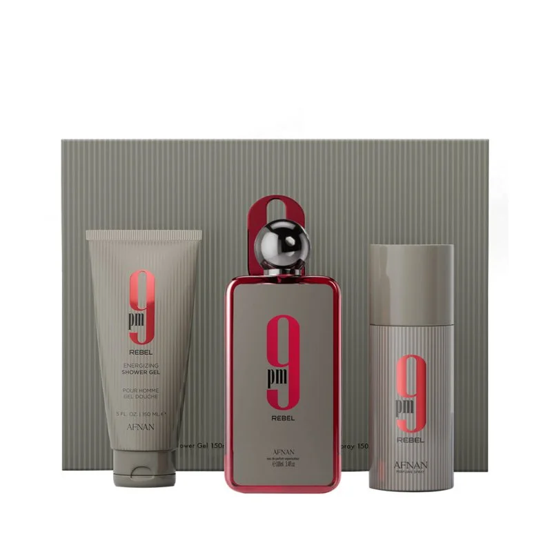 9 pm Rebel 100 ml + tělový sprej 150 ml + SG parfémovaná voda unisex