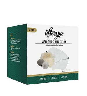 AfterSpa Well-Being Bath Ritual dárková sada šumivá bomba do koupele 2 ks + mycí houba + vlasový ručník