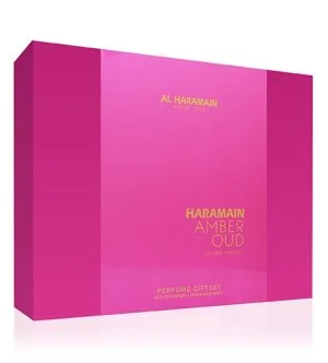 Al Haramain Amber Oud Ultra Violet dárková sada pro ženy parfémovaná voda 75 ml + parfémovaná voda 30 ml + tělová mlha