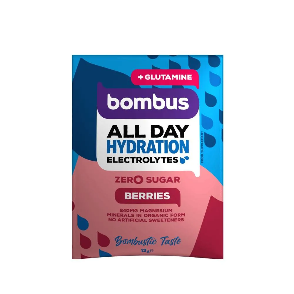 Bombus All Day Hydration Berries elektrolytický nápoj s glutaminem 12 g