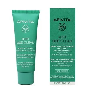 Apivita Just Bee Clear Blemish Control Mattifying Moisturizer hydratační krém na obličej s niacinamidem