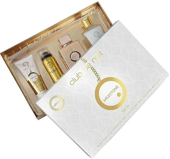 Club de Nuit Milestone dárková sada – parfémovaná voda 30 ml + parfém na vlasy 55 ml + mýdlo 130 g + tělový sprej 50 ml