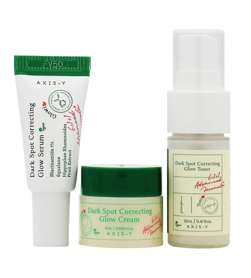The Mini Glow Trio dárková sada tonizační mlha 12 ml + rozjasňující sérum 5 ml + korekční gelový krém