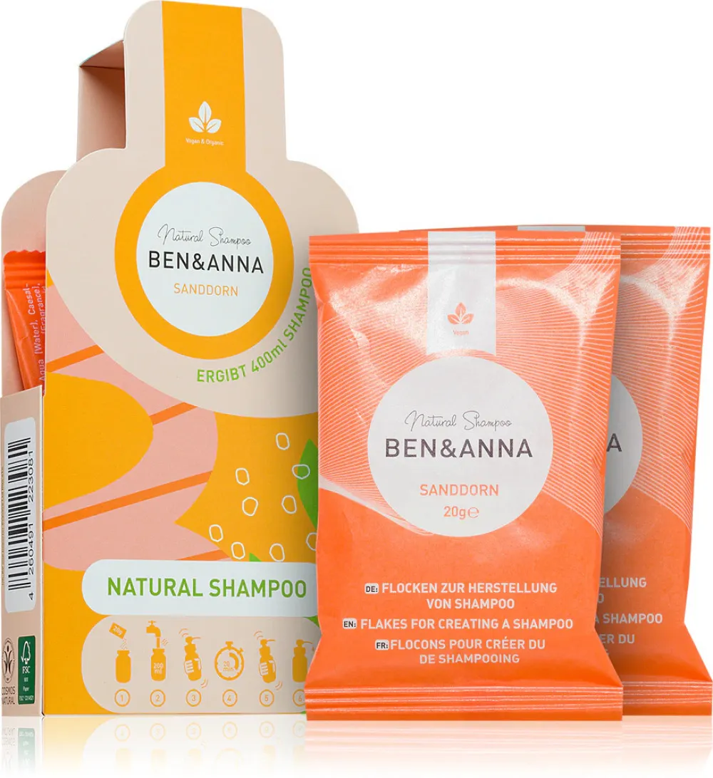 Ben & Anna Šampon v prášku (2×20 g) - Rakytník - regeneruje a zklidňuje