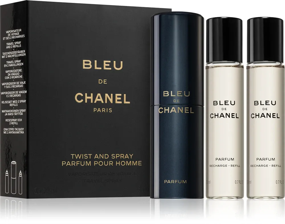 Bleu de Chanel kapesní sprej plnitelný 20 ml + Parfém náplň 2 x parfém pro muže