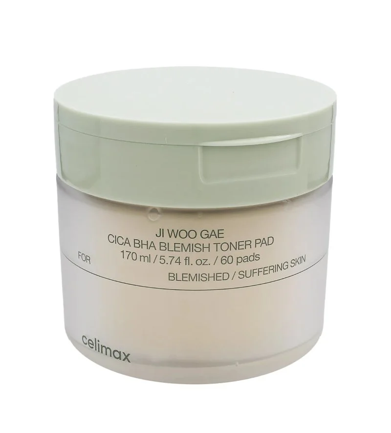 Ji Woo Gae Cica BHA Blemish Toner Pad zklidňující exfoliační tampony s BHA, LHA a PHA 60 ks