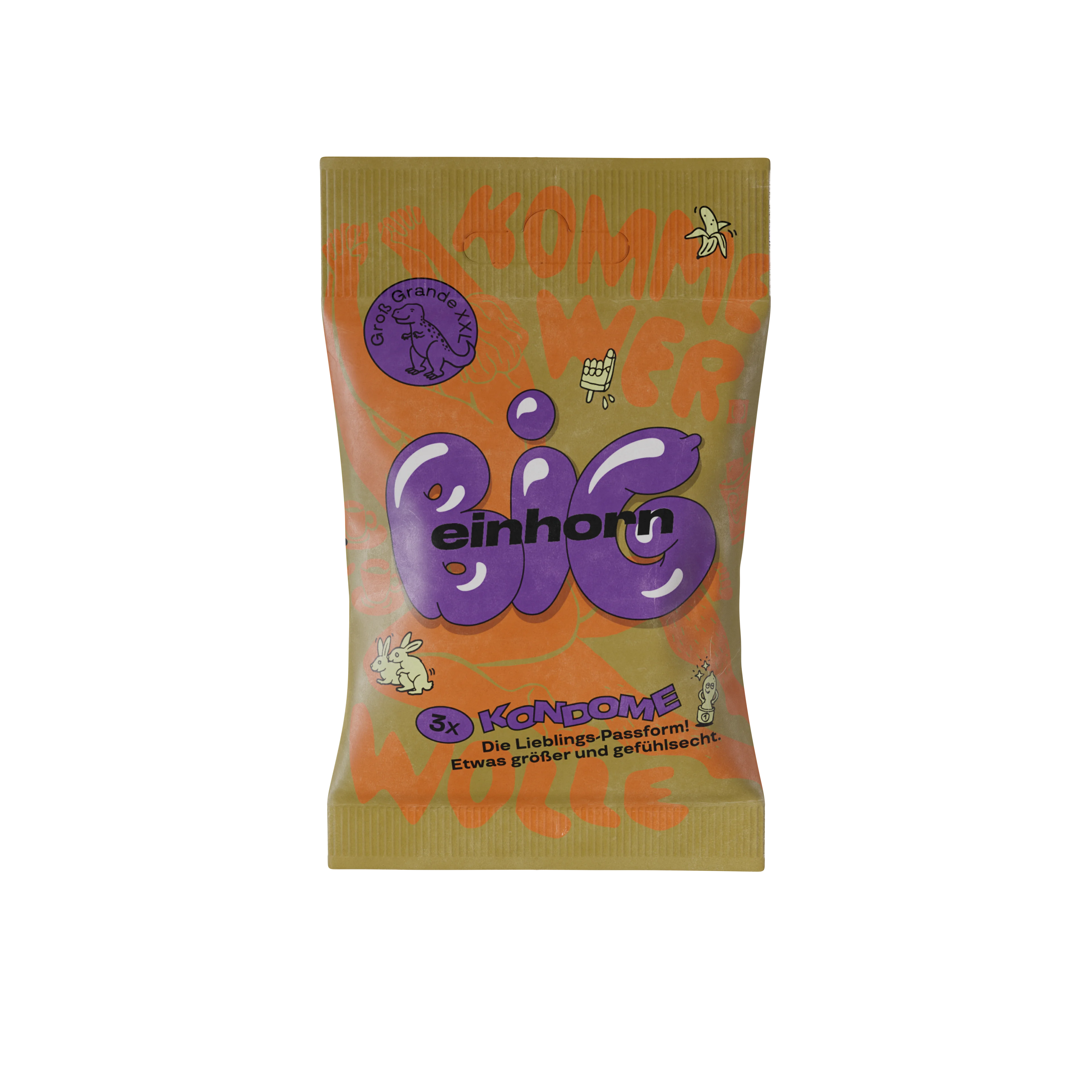 Einhorn Kondomy Big 3 ks - veganské, bez parfemace
