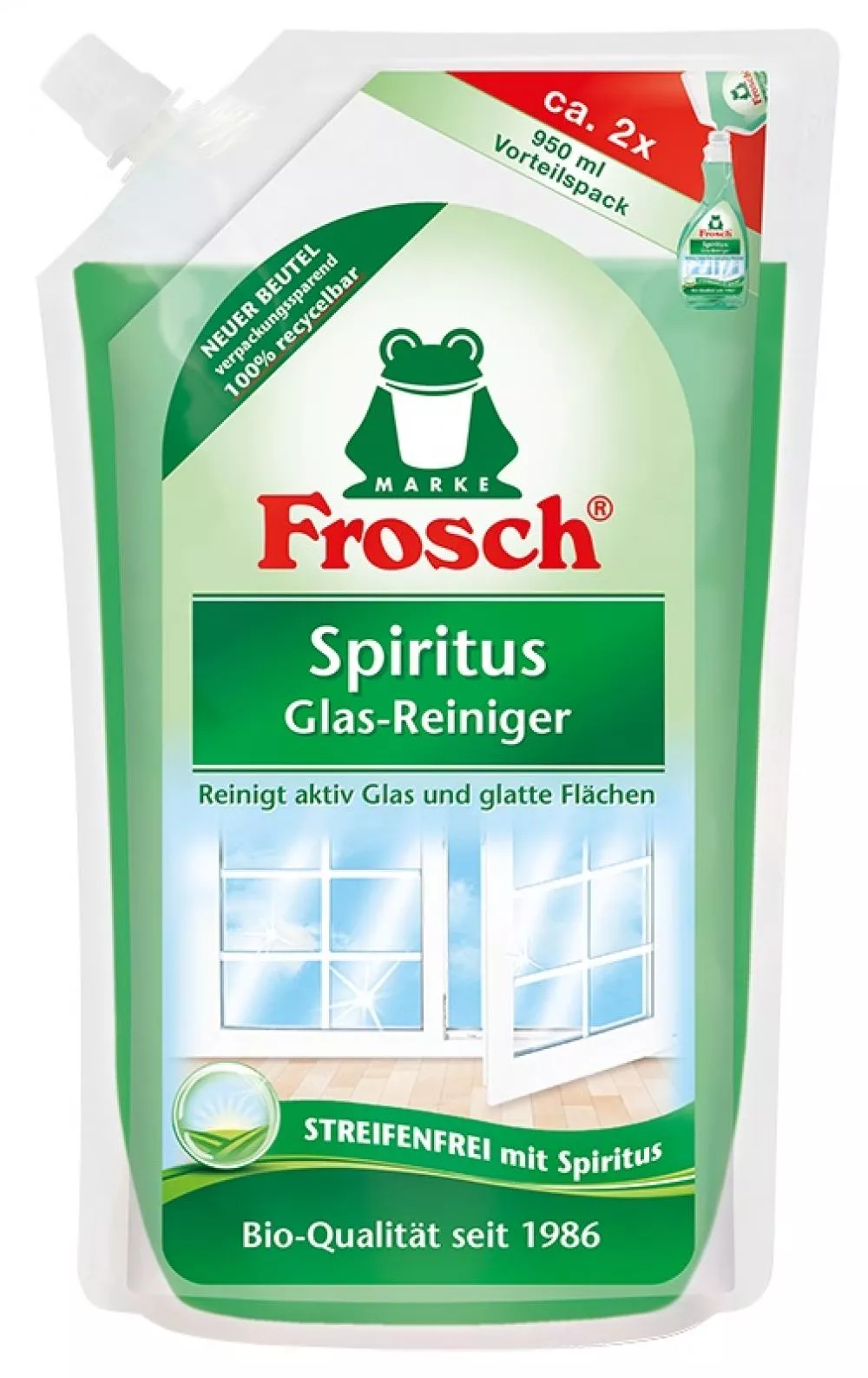 Frosch EKO Bio Spiritus čistič skel – náhradní náplň (950 ml)