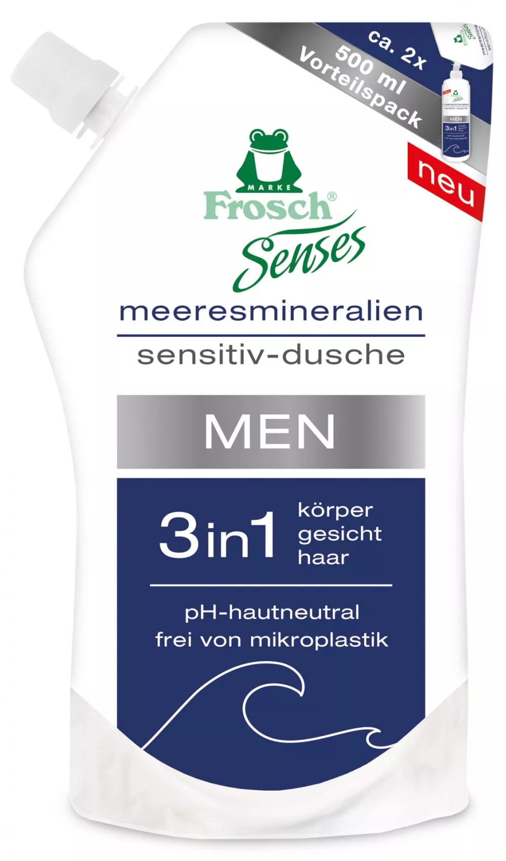 Frosch EKO Senses Sprchový gel pánský 3v1 – náhradní náplň (500 ml)