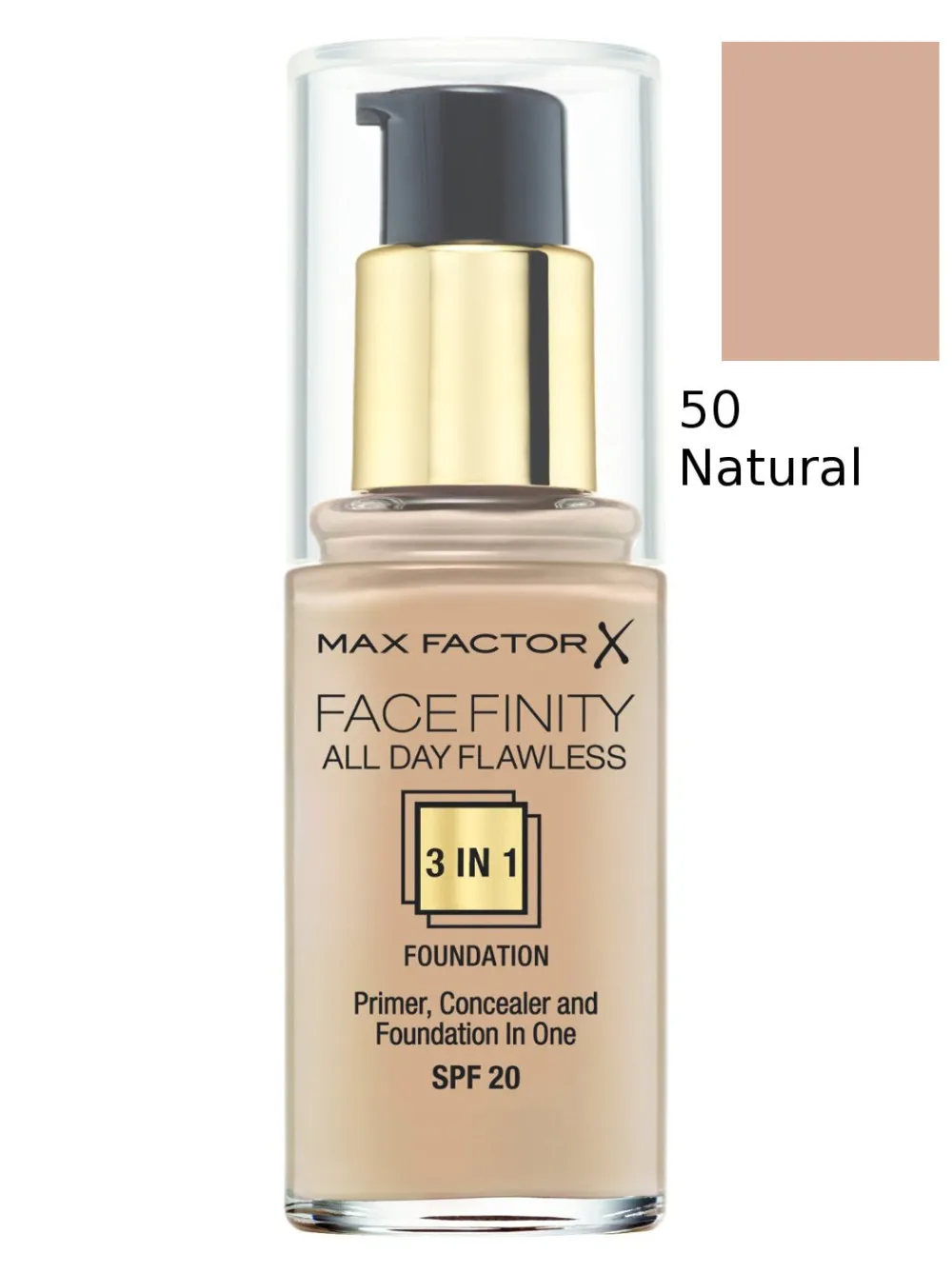 Facefinity 3in1 Foundation - 50 Natural 30 ml