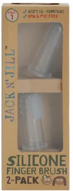 Jack n Jill Silikonový zubní kartáček na prst pro miminka (2ks) + pouzdro - pro děti od 6 do 12 měsíců