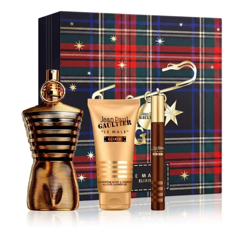 Le Male Elixir 125 ml + Parfém MINI 10 ml + SG parfém pro muže 75 ml