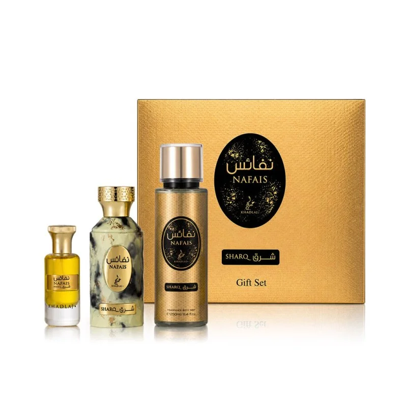 Nafais Sharq 100 ml + parfémovaný olej 24 ml + tělový sprej parfémovaná voda unisex 250 ml