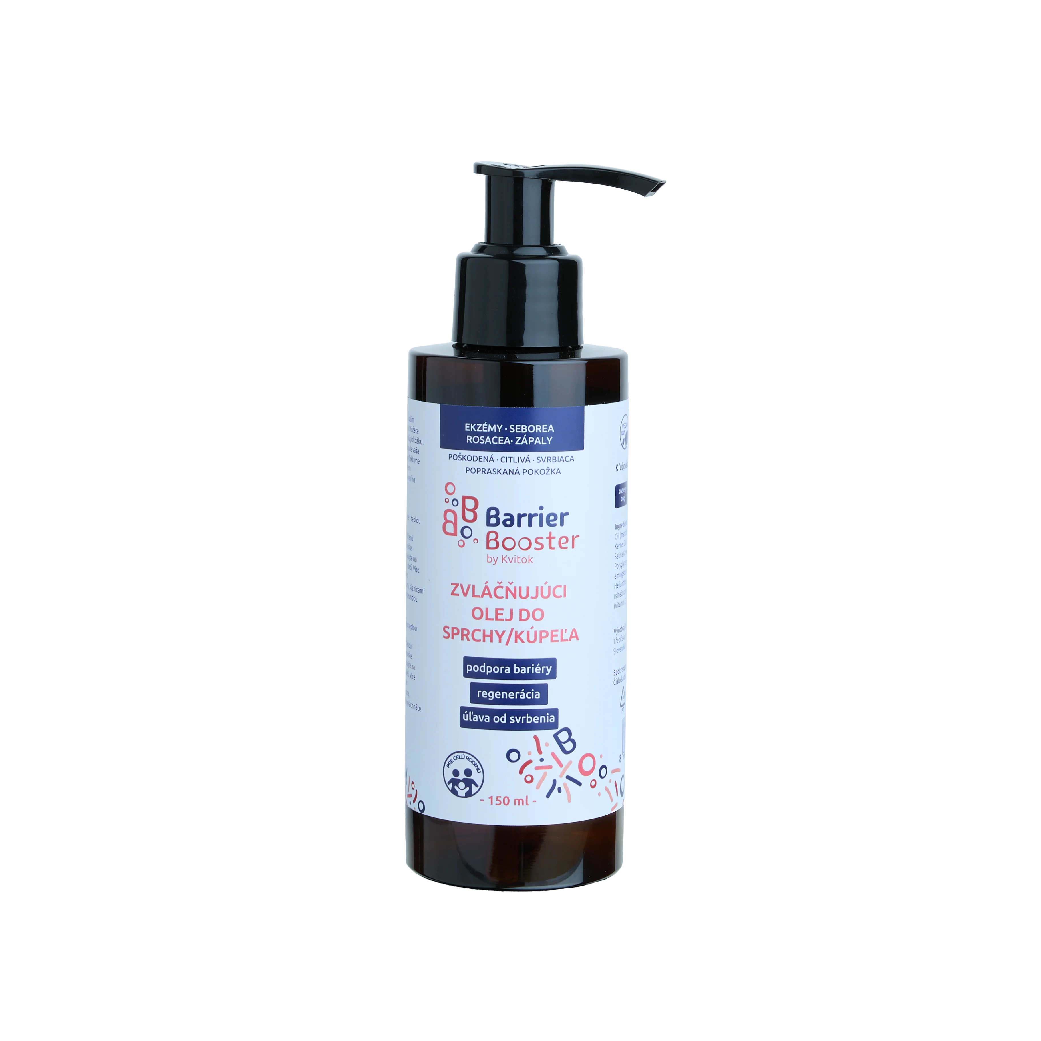 Kvitok Barrier Booster Zvláčňující olej do sprchy a koupele (150 ml) - pro hedvábně jemnou pokožku