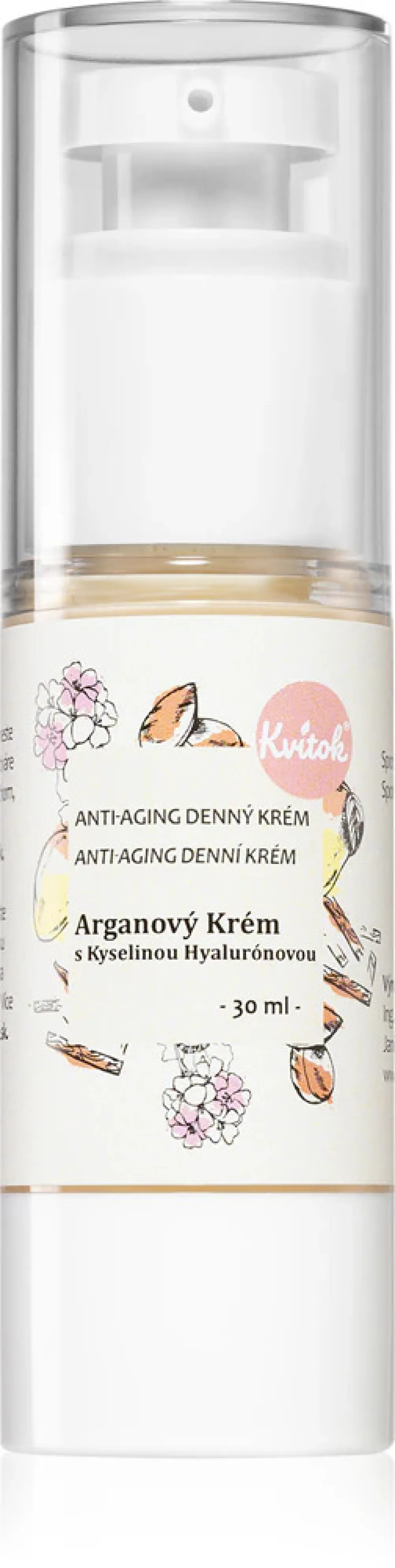 Kvitok Denní arganový krém pro zralou pleť 30+ (30 ml) - s kyselinou hyaluronovou