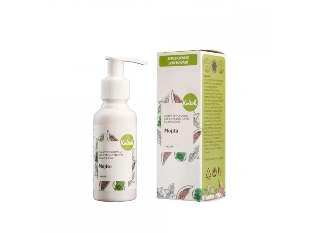 Kvitok Jemný sprchový gel s prebiotickým komplexem Mojito (100 ml) - se svěží vůní máty a limetky