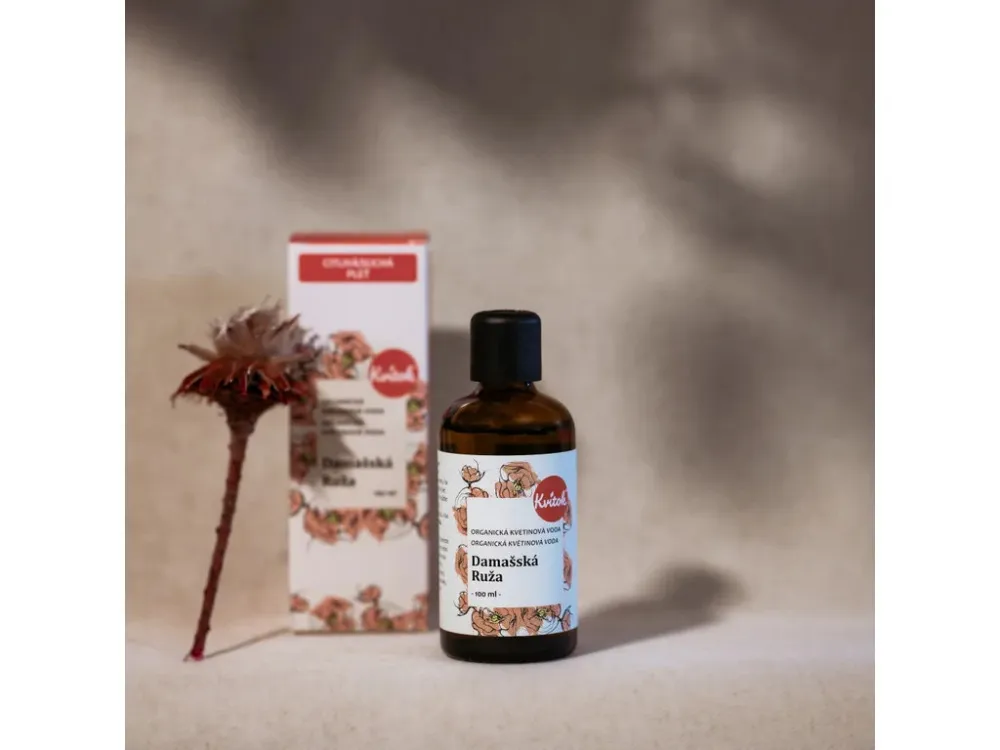 Kvitok Květová voda s rozprašovačem - damašská růže BIO (30 ml) - univerzální využití