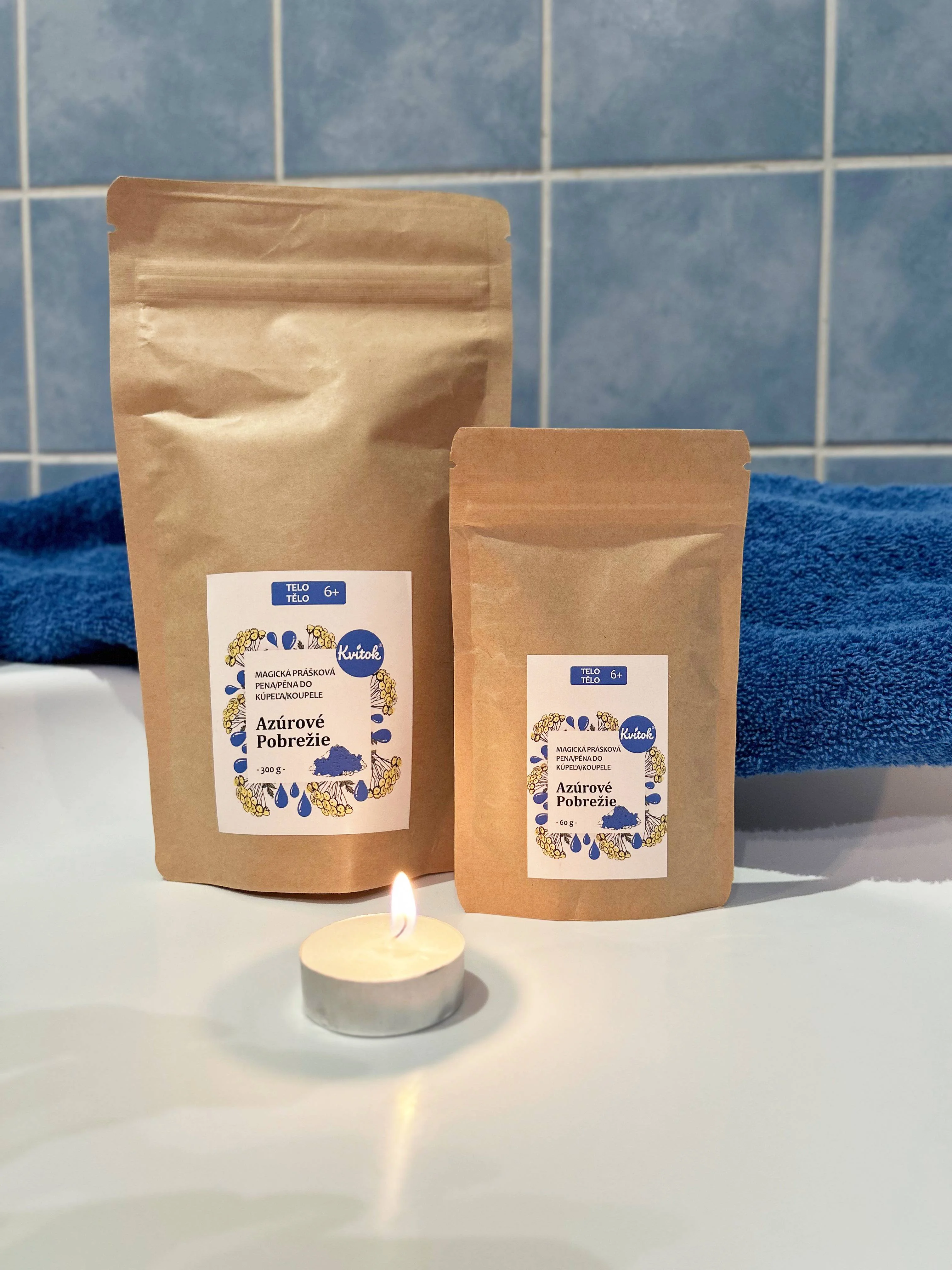 Kvitok Magická pěna do koupele Azurové pobřeží 60 g - krásně pění