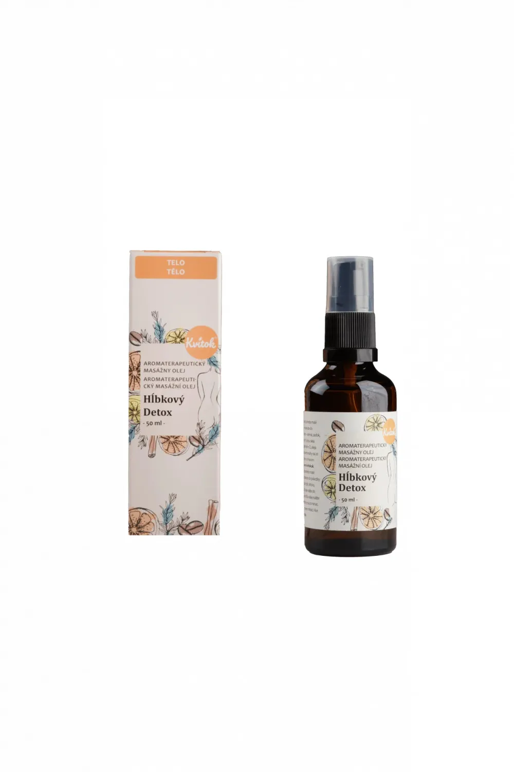 Kvitok Masážní olej proti celulitidě Hloubkový detox (50 ml) - aktivuje mikrocirkulaci lymfy