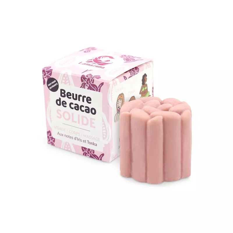 Lamazuna Tuhé kakaové máslo růžové BIO (55 g) - 3 v 1: na obličej, tělo i masáž