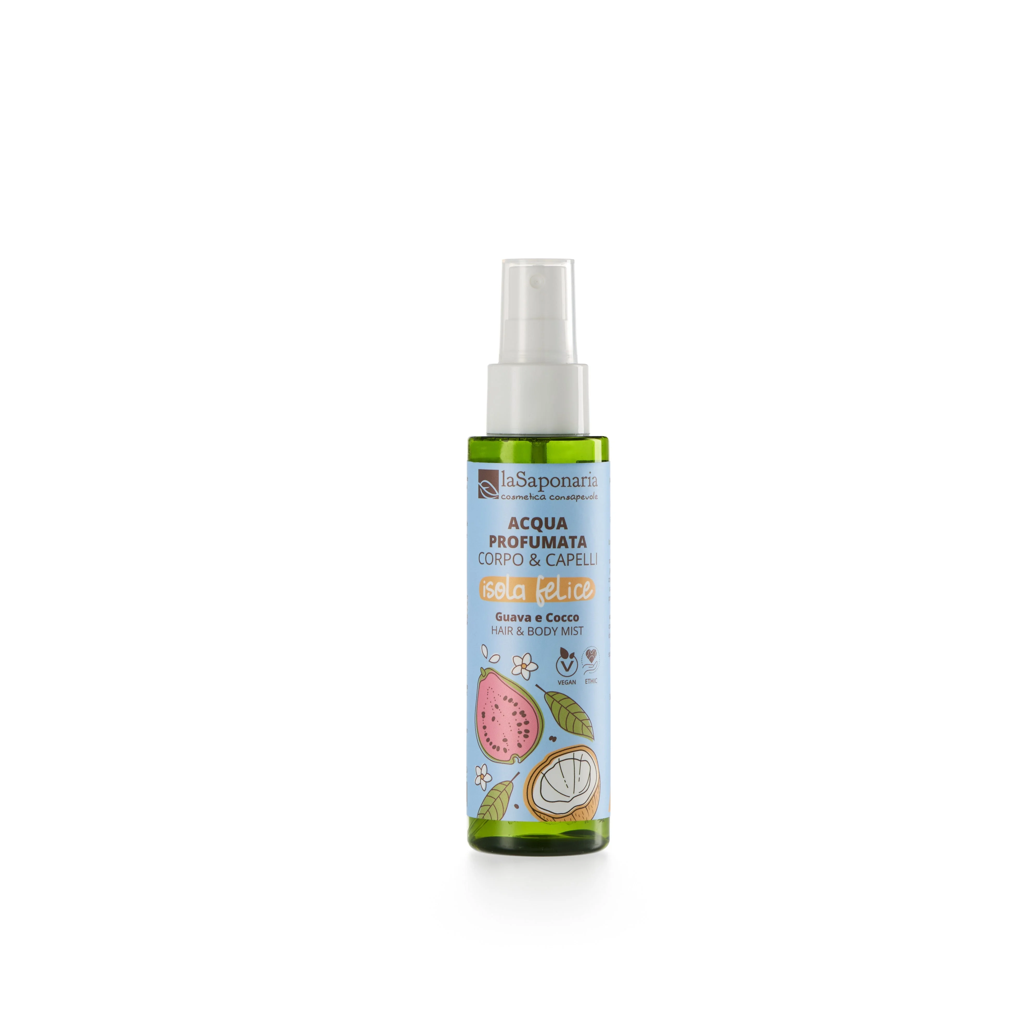 laSaponaria Body & Hair Mist Tělová mlha Happy Island - kokos & kvajáva (100 ml) - na tělo i vlasy