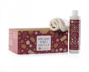 laSaponaria Dárkový kosmetický balíček Holiday Vibes - do sprchy - sprchový gel a exfoliační rukavice