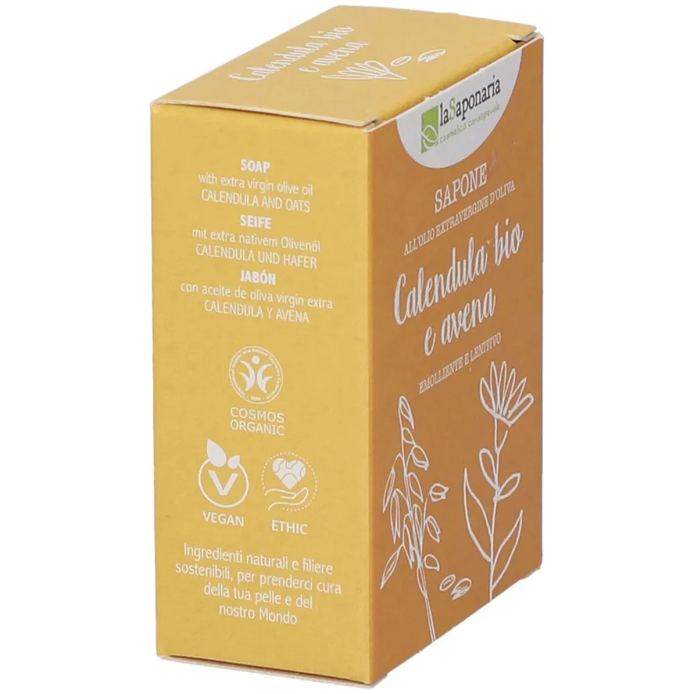 laSaponaria Tuhé olivové mýdlo BIO - Měsíček a oves (100 g) - vhodné na tělo i na obličej