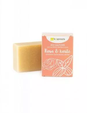 laSaponaria Tuhé olivové mýdlo BIO - Růžový olej a bambucké máslo (100 g)