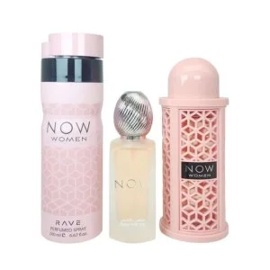 Lattafa Rave Now Women dárková sada - vlasová mlha 50 ml + parfémovaný sprej 200 ml + parfémovaná voda