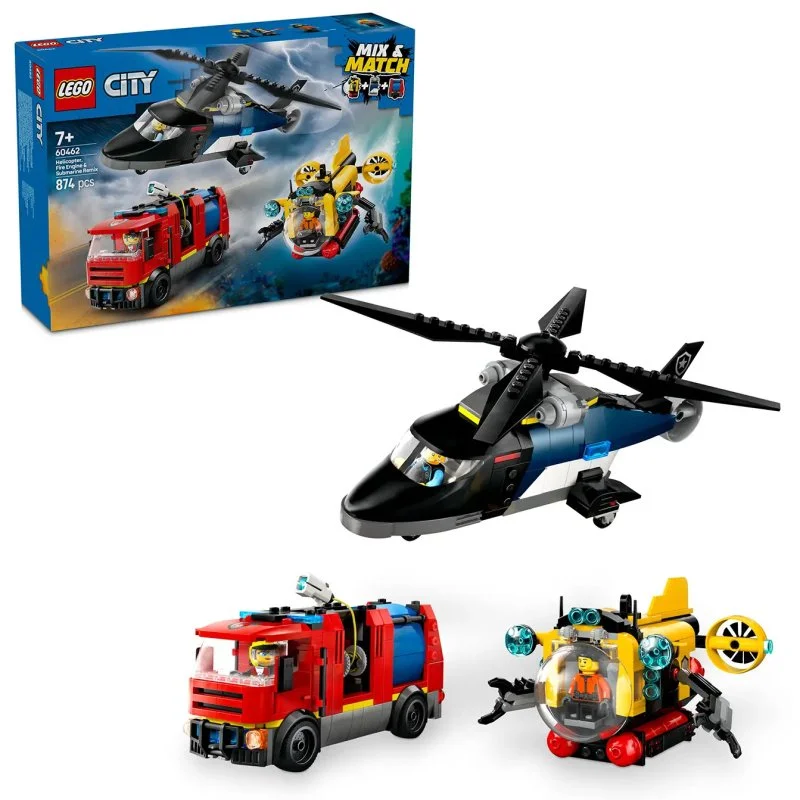 City 60462 Remix: Helikoptéra, hasičský vůz a ponorka