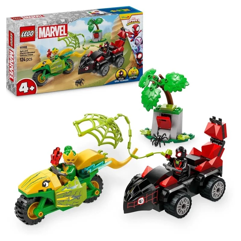 Marvel Spidey a jeho úžasní přátelé 11198 Spin, Electro a honička s dinosauřím vozidlem