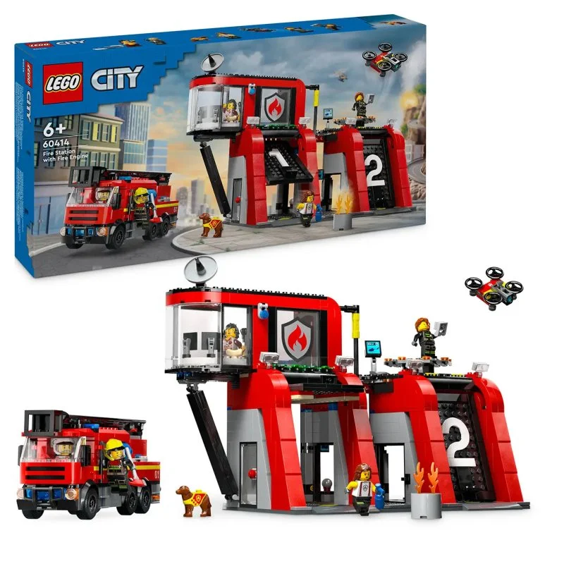 City 60414 Hasičská stanice s hasičským vozem