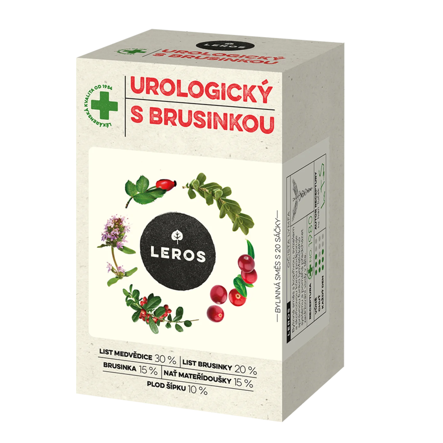 LEROS Bylinný čaj urologický s brusinkou - nálev. sáčky (20 x 1,5 g) - podporuje zdraví močových cest