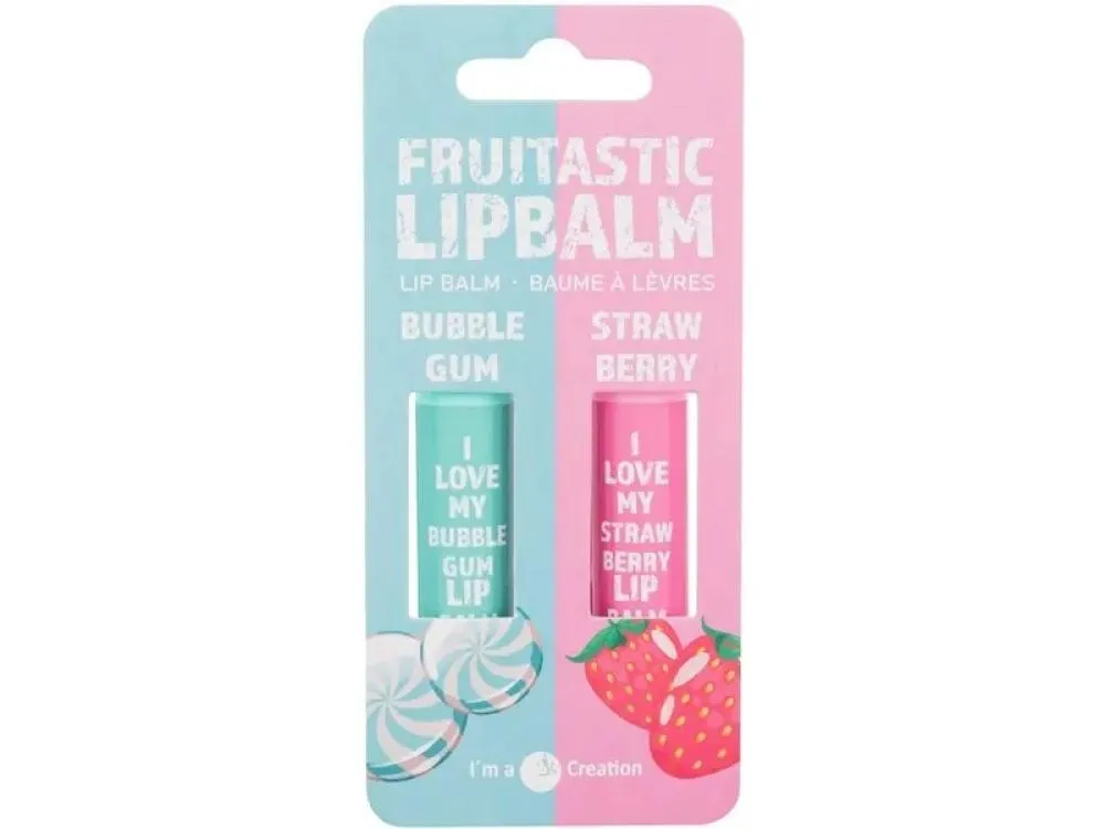 2K Lip Balm Set – dárková sada balzámů na rty Bubble Gum + Strawberry 2 × 4,2 g