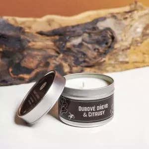 Kimmy Candles Malá sójová svíčka Dubové dřevo & Citrusy
