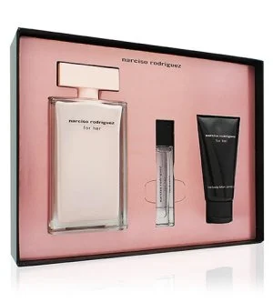 Narciso Rodriguez For Her 2024 dárková sada 100 ml + tělové mléko 50 ml + parfémovaná voda parfémovaná voda pro ženy
