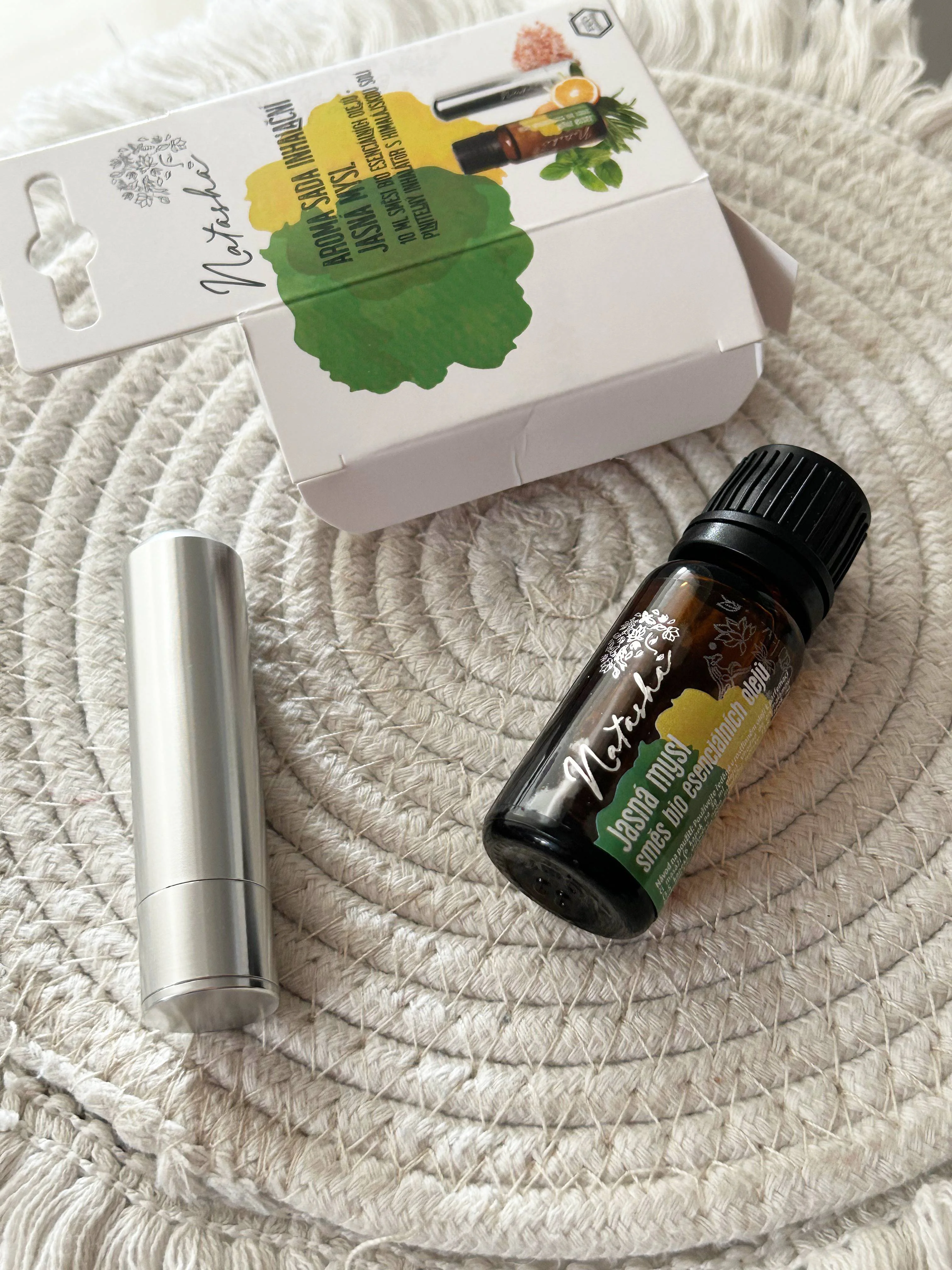 Natasha Aroma sada s inhalátorem - Jasná mysl - svěží pomeranč, peprmint a rozmarýn