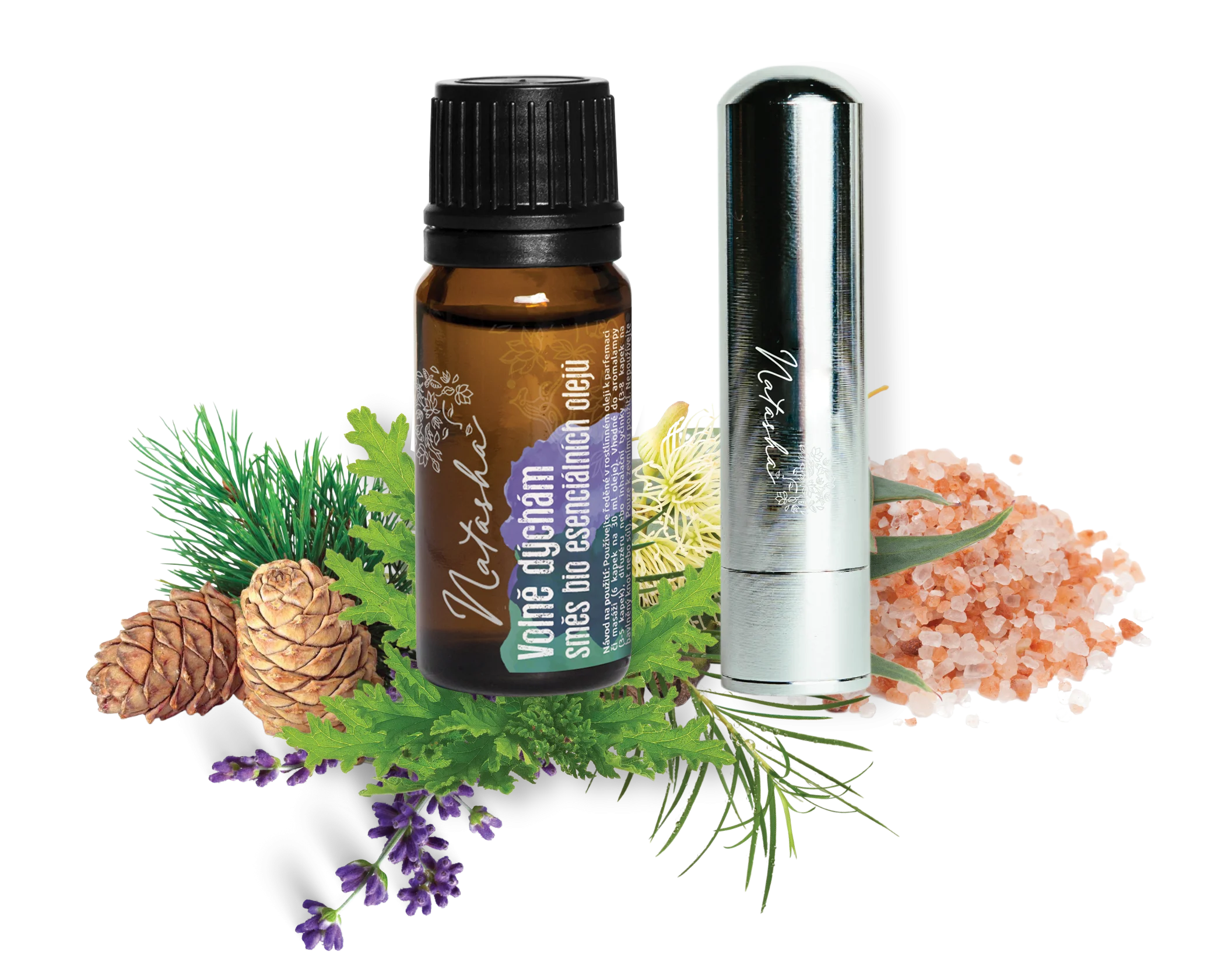 Natasha Aroma sada s inhalátorem - Volně dýchám - pomocník při ucpaném nosu