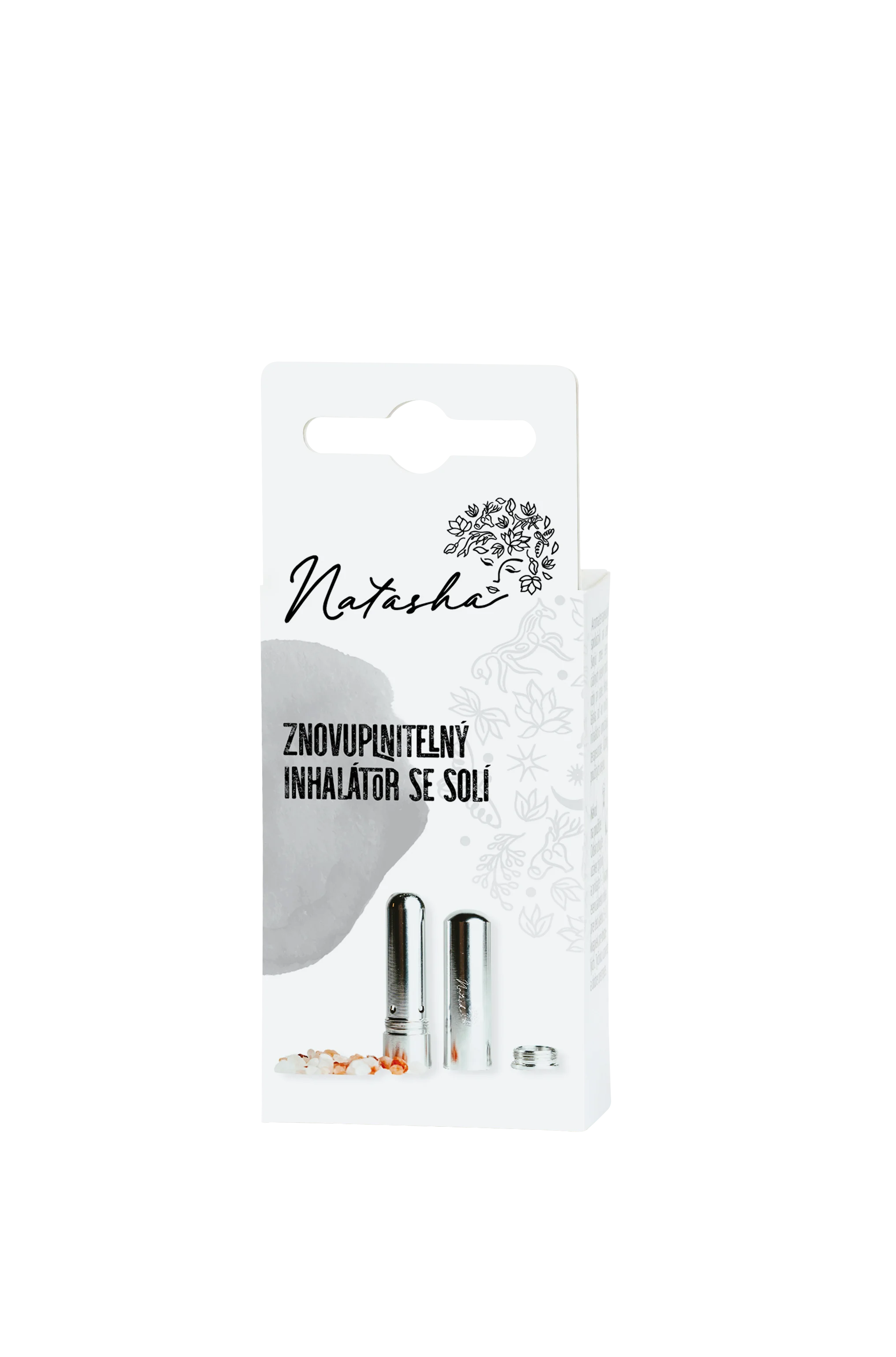 Natasha Kovový inhalátor znovuplnitelný se solí (1 ks) - praktický a elegantní