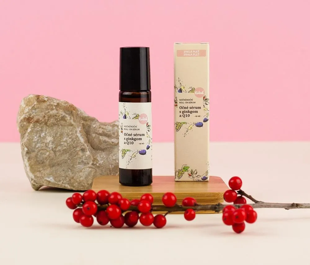 Kvitok Oční Sérum s Ginkgem a Q10 – Noční 10 ml Roll-on