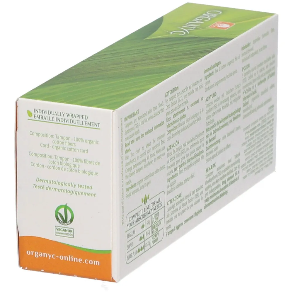 Organyc Tampony Super Plus (16 ks) - 100% z biobavlny, 4 kapičky