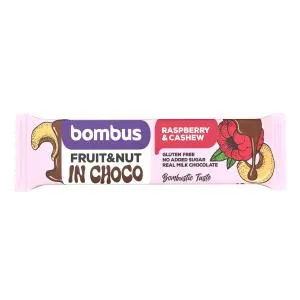Bombus Ovocná tyčinka v čokoládě - kešu a malina 