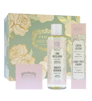 Panier Des Sens Radiant Peony dárková sada lehký krém na obličej 40 ml + výživný krém na obličej 50 ml + micelární voda