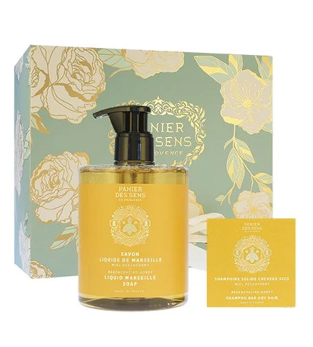 Regenerating Honey dárková sada tekuté mýdlo + tuhý šampon pro suché vlasy 75 g 500 ml