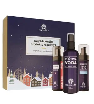 Renovality Original Series nejoblíbenější produkty roku 2024 Bakuchiolové sérum 30 ml + růžová voda 100 ml + denní krém s kyselinou hyaluronovou