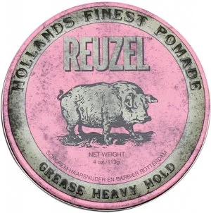 REUZEL Styling Pink Pomade Grease Heavy Hold pomáda na vlasy se středním zpevněním a leskem 113g pro muže