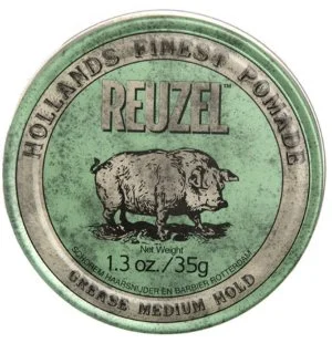 REUZEL Styling Green Pomade Grease Medium Hold pomáda na vlasy se středním zpevněním a leskem 35g pro muže
