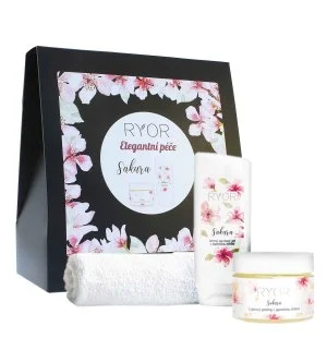 RYOR Sakura dárková sada cukrový peeling s japonskou třešní 325 g + jemný sprchový gel s japonskou třešní