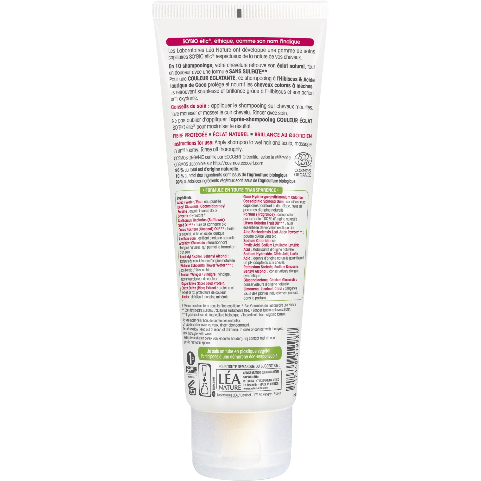 SO’BiO étic Šampon pro barvené a melírované vlasy s ibiškem BIO (250 ml) - udržuje zářivou barvu